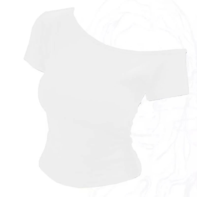 100% Ribbed Cotton Summer Off shoulder Top Women Slim fit Body Summer Short sleeve T shirt Female Sexy Basic Tees Korean Chic
